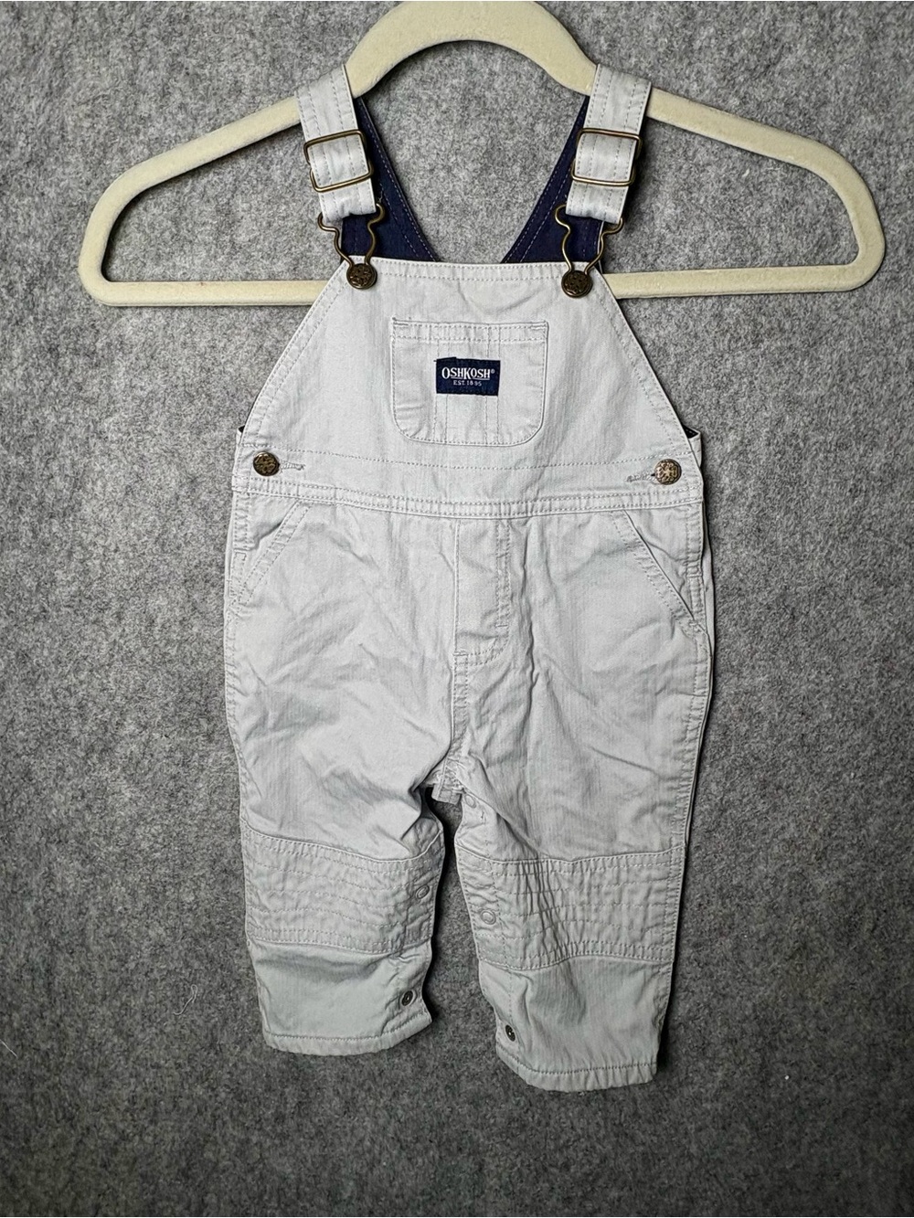 OshKosh B'gosh Gray Overalls Sz 3-6 Mo Lined Winter Weather Gear